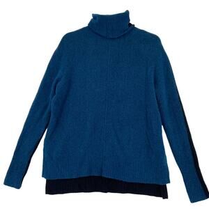Athleta Turtleneck Sweater Merino Wool Size XS Teal Black Color Block Teal Black